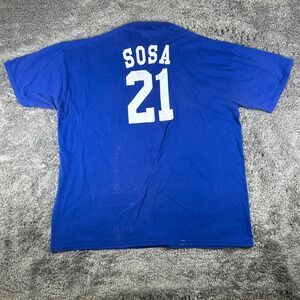 Vintage Russell Athletic Sammy Sosa 21 Shirt Mens XXL Blue Chicago Cubs 2000s